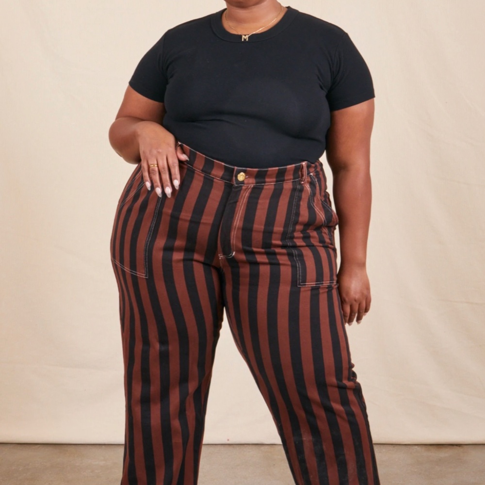 Big bud press brown striped work pants new sizing 2xl (fits like a 3x or 4x)